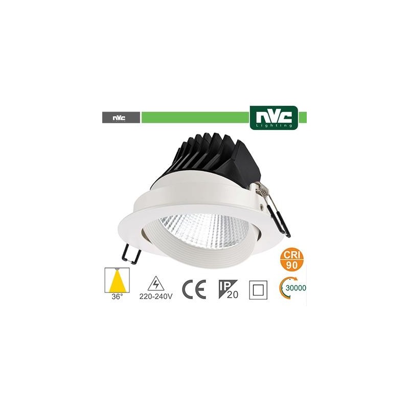 Faro direzionabile LED IP20 25W 3000K 1870LM 36° FORO:150mm