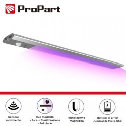 Plafoniera STERILIZZANTE 60cm LED + UV magnetica sensore PIR