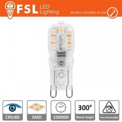 G9 - 2.2W 3000K 230LM 300º 48x16x12mm CRI80 AC-230V